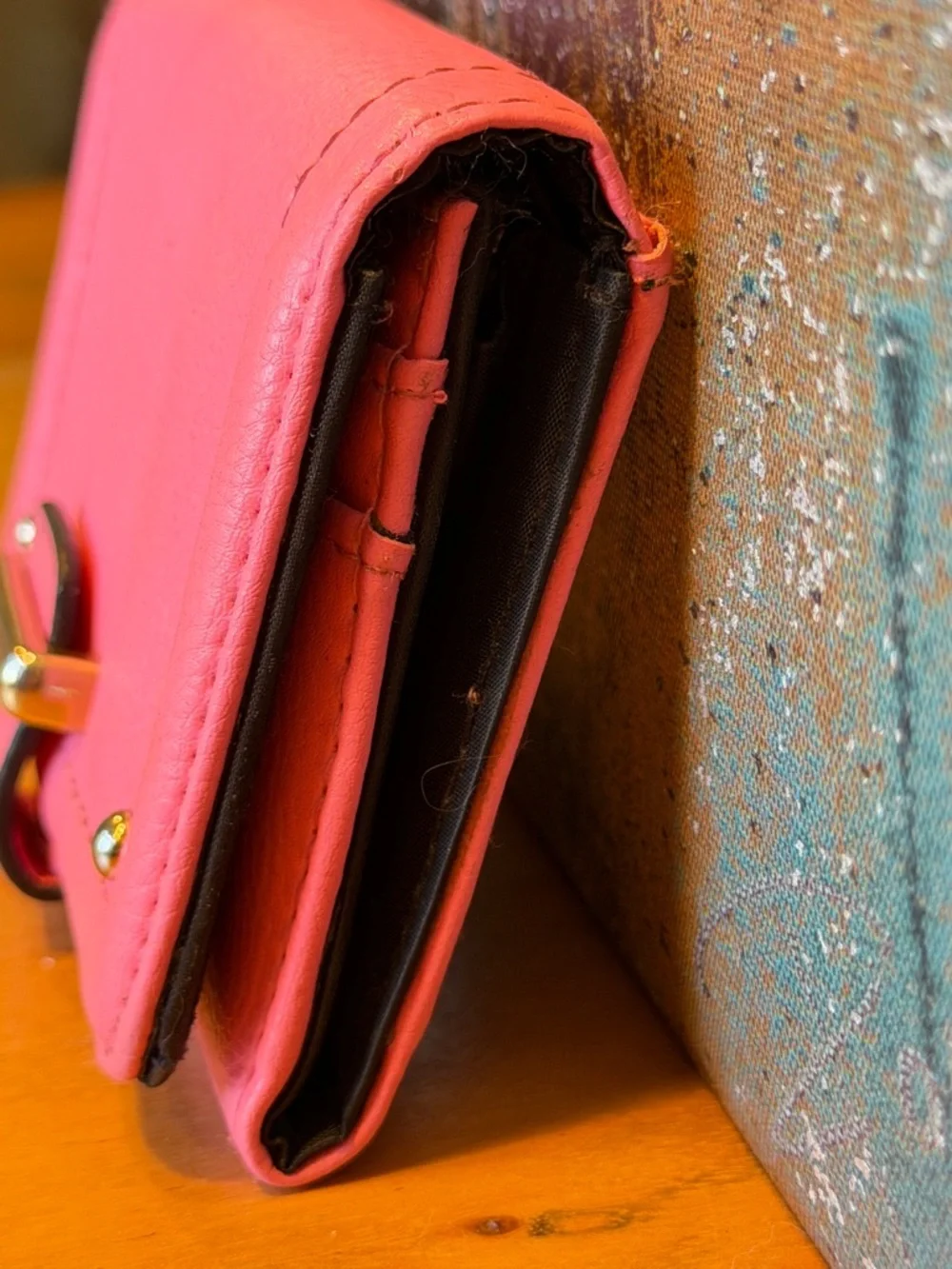 Barbiecore Pink Faux Leather Compact‎ Wallet Snap Closure  (VGUC)